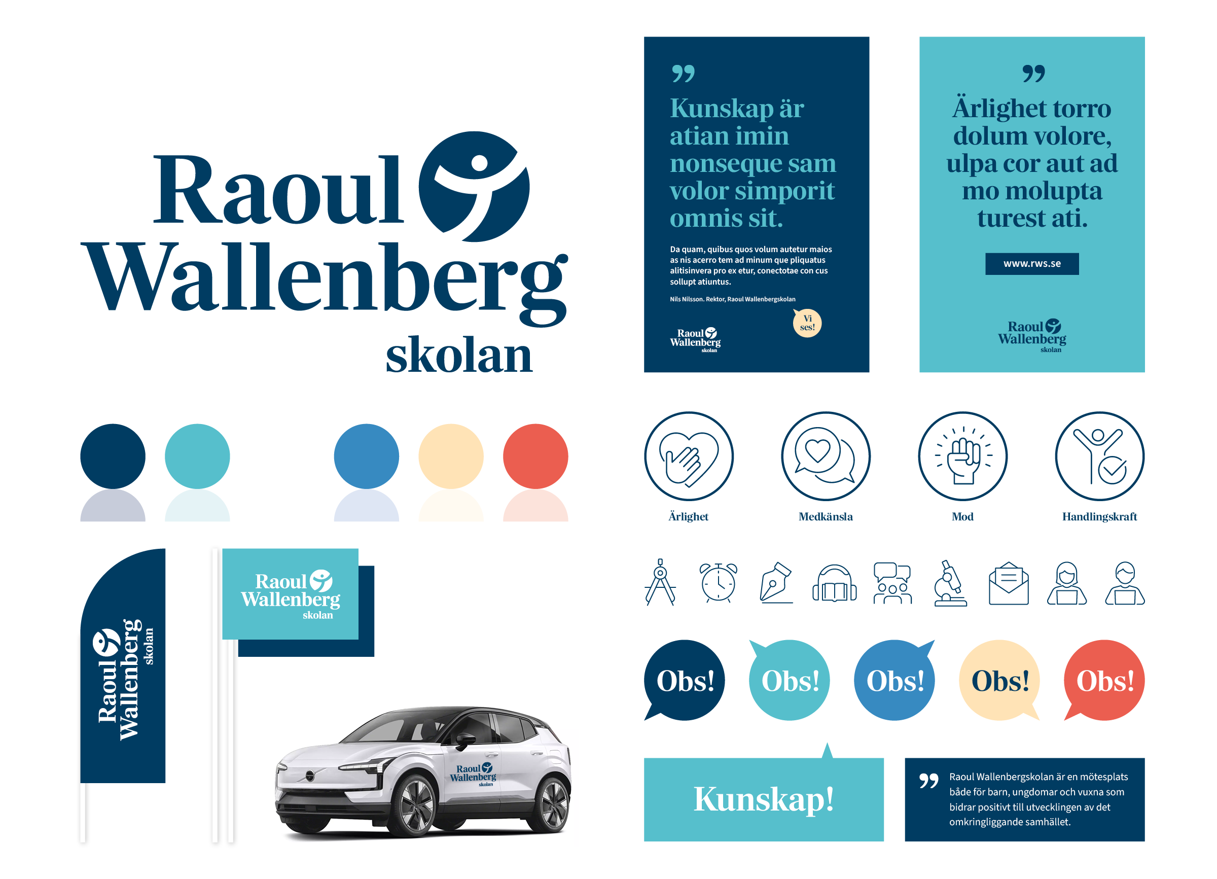 Ett utdrag av grafiskt material för Raoul Wallenbergskolan