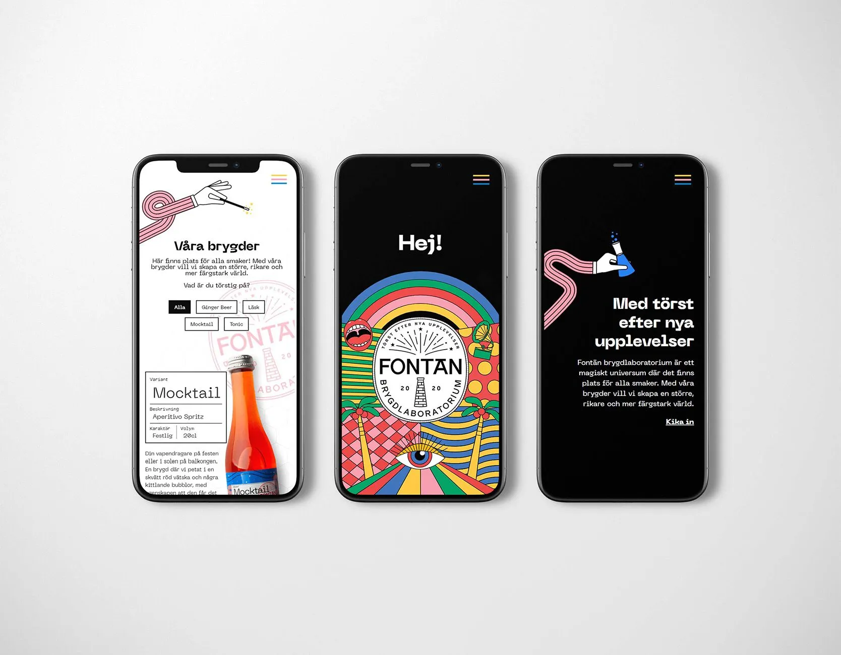 mobil mockups för Fontän